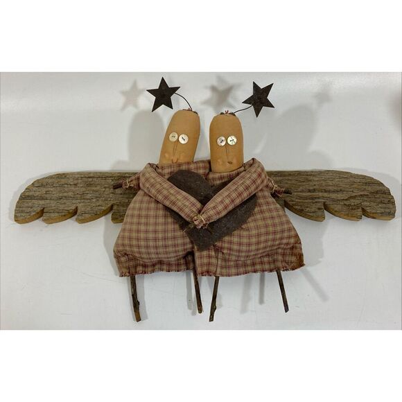 Vtg Dan DiPaolo Angel Decor Wood Metal Folk Art Primitive Rustic Signed Original - Picture 1 of 11